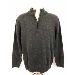 H2H Mens Quarter‎ Zip Lg Long Sleeve Mock Neck Gray Sweater Soft Acrylic NWT I39